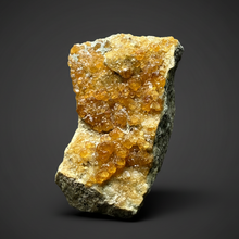 Load image into Gallery viewer, Hessonite Garnet Cluster on Matrix – Natural Collector Specimen from Pakistan | High-Grade Orange-Red Garnet Crystals
