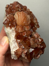 Load image into Gallery viewer, Rare Red Apophyllite + Druzy Red Stilbite Flowers — Deccan Traps, India
