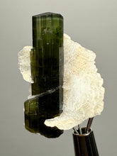 Load image into Gallery viewer, Dark Green Cap Stak Nala Tourmaline with Cleavelandite Flower – Haramosh Mountains, Pakistan | Thumbnail Specimen
