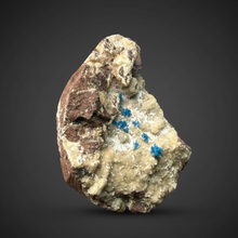 Load image into Gallery viewer, Rare Electric Blue Pentagonite on Druzy Matrix – Collector Mineral Specimen | India
