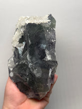Load image into Gallery viewer, Premium Cubic Green–Purple Phantom Fluorite with Flower Calcite on Matrix

Xianghualing Mine, Hunan Province, China
