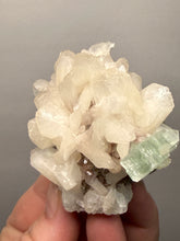 Load image into Gallery viewer, High-Grade Gemmy Green Apophyllite on White Stilbite  | Deccan Traps, Maharashtra, India
