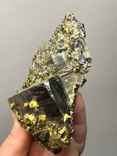 Load image into Gallery viewer, 4” New Find: Huanzala Mine Peru Sphalerite + Chalcopyrite + Apatite + Calcite + Quartz | Collector Display Specimen

