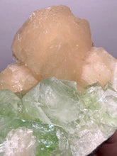 Load image into Gallery viewer, High-Grade Gemmy Green Apophyllite on White Stilbite  | Deccan Traps, Maharashtra, India
