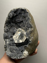 Load image into Gallery viewer, High-Grade Optical Calcite on Black Druzy Chalcedony Stalactites Zeolite| Maharashtra, India
