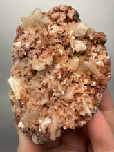 Load image into Gallery viewer, Shiny Peach Stilbite on Druzy Red Heulandite – High-Grade Collector Mineral Specimen from India
