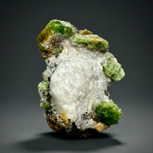 Load image into Gallery viewer, Electric Green Diopside on Quartz – Collector Mineral Specimen (Gilgit-Baltistan) Pakistan
