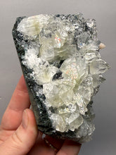 Load image into Gallery viewer, High-Grade Green Apophyllite with Pink Stilbite on Black Chalcedony – Deccan Traps, India

