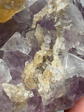 Load image into Gallery viewer, Golden Cubic Calcite on Amethyst Cluster | Maharashtra, India (Collector Specimen)
