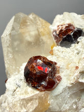 Load image into Gallery viewer, High-Grade Naturally Faceted Red Spessartine Garnet on Matrix — Skardu, Pakistan
