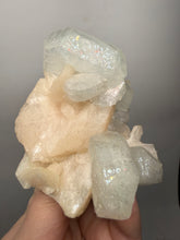 Load image into Gallery viewer, High-Grade Light Green Apophyllite on Pink Stilbite Zeolite | Indian Collector Mineral Specimen
