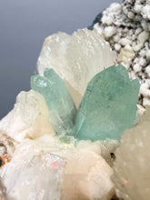 Load image into Gallery viewer, High-Grade Gemmy Green Apophyllite on White Stilbite  | Deccan Traps, Maharashtra, India
