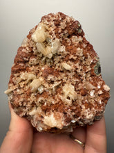Load image into Gallery viewer, Shiny Peach Stilbite on Druzy Red Heulandite – High-Grade Collector Mineral Specimen from India
