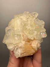 Load image into Gallery viewer, High-Grade Light Green Apophyllite on Pink Stilbite Zeolite | Indian Collector Mineral Specimen
