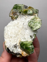 Load image into Gallery viewer, Electric Green Diopside on Quartz – Collector Mineral Specimen (Gilgit-Baltistan) Pakistan
