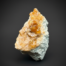 Load image into Gallery viewer, Hessonite Garnet Cluster on Matrix – Natural Collector Specimen from Pakistan | High-Grade Orange-Red Garnet Crystals
