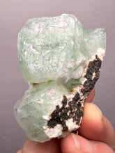 Load image into Gallery viewer, High-Grade Gemmy Green Apophyllite on White Stilbite  | Deccan Traps, Maharashtra, India
