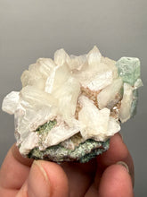 Load image into Gallery viewer, High-Grade Gemmy Green Apophyllite on White Stilbite  | Deccan Traps, Maharashtra, India
