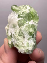 Load image into Gallery viewer, Electric Green Diopside on Quartz – Collector Mineral Specimen (Gilgit-Baltistan) Pakistan
