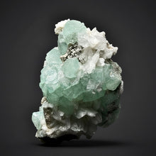 Load image into Gallery viewer, High-Grade Gemmy Green Apophyllite on White Stilbite  | Deccan Traps, Maharashtra, India
