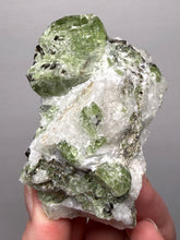Load image into Gallery viewer, Electric Green Diopside on Quartz – Collector Mineral Specimen (Gilgit-Baltistan) Pakistan
