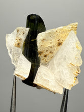 Load image into Gallery viewer, Dark Green Cap Stak Nala Tourmaline and Cleavelandite – Haramosh Mountains, Pakistan | Thumbnail Specimen
