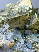 Load image into Gallery viewer, 3” New Find: Huanzala Mine Peru Sphalerite + Chalcopyrite + Apatite + Calcite + Quartz | Collector Display Specimen
