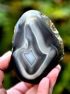 Double-Sided Polished Midnight Muse Agate | High-Grade Rare Silvery Black and Blue Parallax Agate from India