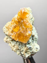 Load image into Gallery viewer, Hessonite Garnet Cluster on Matrix – Thumbnail Collector Specimen from Pakistan | High-Grade Orange-Red Garnet Crystals
