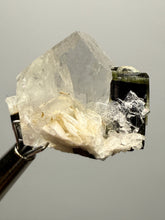 Load image into Gallery viewer, Dark Green Cap Stak Nala Tourmaline and Cleavelandite on Quartz – Haramosh Mountains, Pakistan | Thumbnail Specimen

