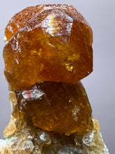 Load image into Gallery viewer, Hessonite Garnet Cluster on Matrix – Natural Collector Specimen from Pakistan | High-Grade Orange-Red Garnet Crystals
