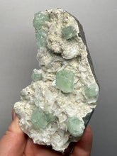 Load image into Gallery viewer, High-Grade Gemmy Green Apophyllite on White Stilbite  | Deccan Traps, Maharashtra, India
