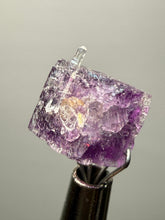 Load image into Gallery viewer, Rhodochrosite + Quartz on Purple Isometric Fluorite (Thumbnail Specimen) | Wutong Mine, China
