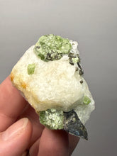Load image into Gallery viewer, Electric Green Diopside on Quartz – Collector Mineral Specimen (Gilgit-Baltistan) Pakistan
