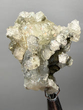 Load image into Gallery viewer, Druzy Apophyllite over Golden Calcite &amp; Black Chalcedony Stalactites | Deccan Traps, Maharashtra, India

