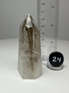 Dendrite Manganese Included Iron Oxide Quartz (Golden Healer) Obelisk Tower • RARE