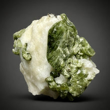 Load image into Gallery viewer, Electric Green Diopside on Quartz – Collector Mineral Specimen (Gilgit-Baltistan) Pakistan
