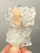 Load image into Gallery viewer, High-Grade Diamond Apophyllite on Pink Stilbite Stalactite — Maharashtra, India
