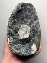 Load image into Gallery viewer, High-Grade Optical Calcite on Black Druzy Chalcedony Stalactites Zeolite| Maharashtra, India
