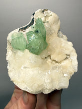 Load image into Gallery viewer, High-Grade Gemmy Green Apophyllite on White Stilbite &amp; Apophyllite | Deccan Traps, Maharashtra, India
