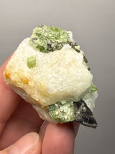 Load image into Gallery viewer, Electric Green Diopside on Quartz – Collector Mineral Specimen (Gilgit-Baltistan) Pakistan
