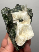 Load image into Gallery viewer, Electric Green Diopside on Quartz – Collector Mineral Specimen (Gilgit-Baltistan) Pakistan
