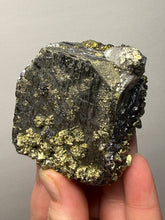 Load image into Gallery viewer, 3” New Find: Huanzala Mine Peru Sphalerite + Chalcopyrite + Apatite + Calcite + Quartz | Collector Display Specimen
