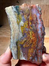 Load image into Gallery viewer, PREMIUM DISPLAY or LAPIDARY SLAB • Moroccan “Dream Landscape Jagate” (Purple, Teal, Red, Green, Red, Yellow &amp; Orange Moss Plume Agate + Jasper) Stone • Double Sided • High Atlas Mountains • Unpolished
