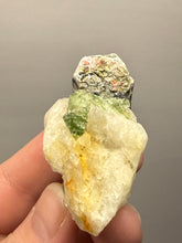 Load image into Gallery viewer, Electric Green Diopside on Quartz – Collector Mineral Specimen (Gilgit-Baltistan) Pakistan
