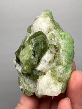 Load image into Gallery viewer, Electric Green Diopside on Quartz – Collector Mineral Specimen (Gilgit-Baltistan) Pakistan
