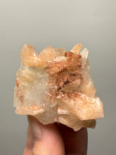 Load image into Gallery viewer, Red Heulandite on 
Pink Stilbite with Druzy Frosted Optical Calcite — India Zeolite Specimen
