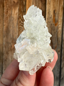 Clear Gem Apophyllite + Pink Stilbite Cluster • Maharashtra, India