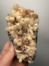 Load image into Gallery viewer, Shiny Peach Stilbite on Druzy Red Heulandite – High-Grade Collector Mineral Specimen from India
