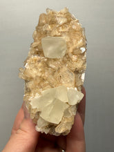 Load image into Gallery viewer, Rare Druzy Golden Diamond Calcite &amp; Pink Huelandite Matrix — Maharashtra, India | Collector Cabinet Specimen
